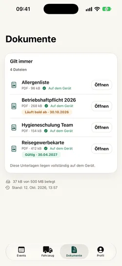 Dokumente auf dem iPhone, alle auf dem Gerät gespeichert